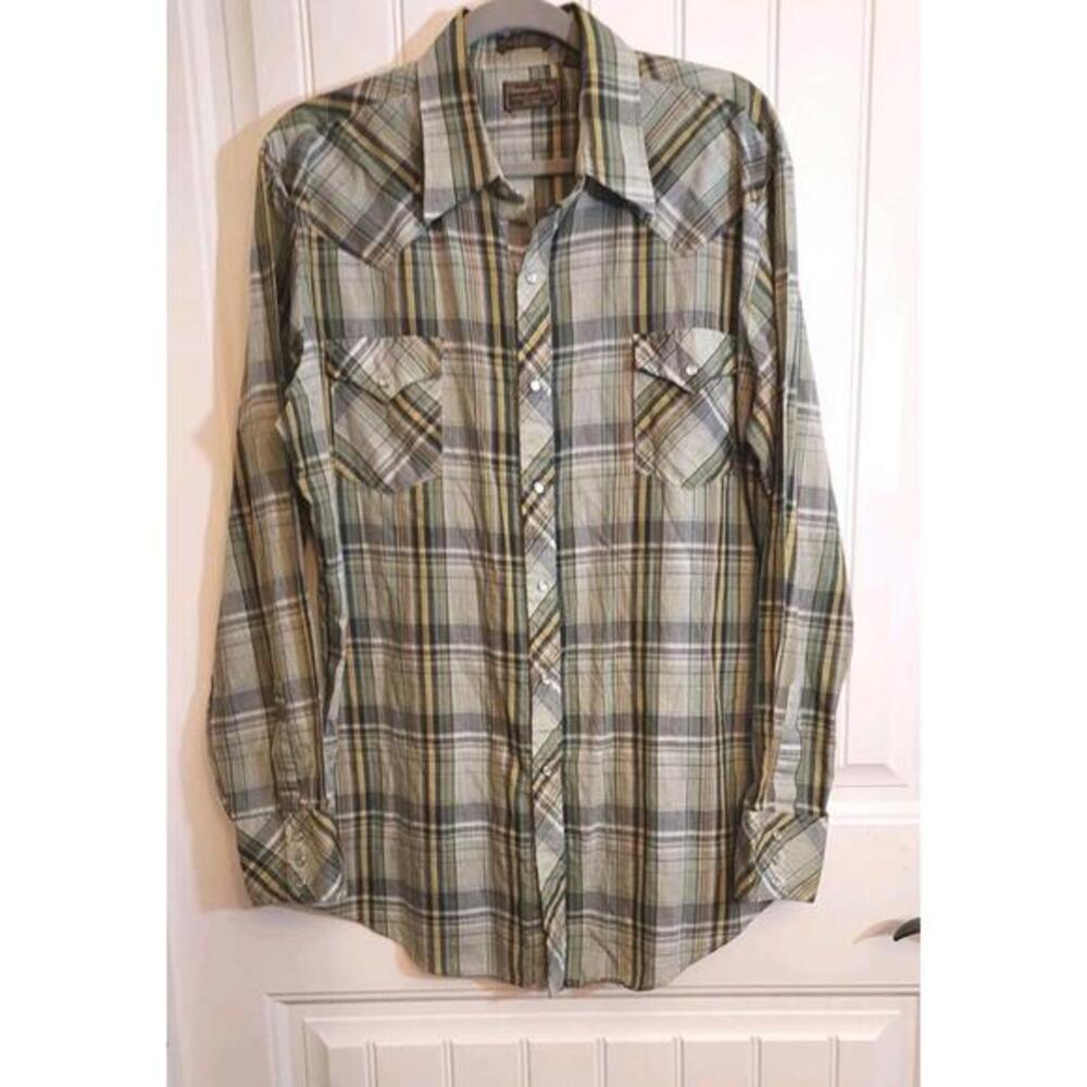 Christopher Hart Shirt‎ Mens L Tall Plaid Long Sleeve Button-Up Pearl Western